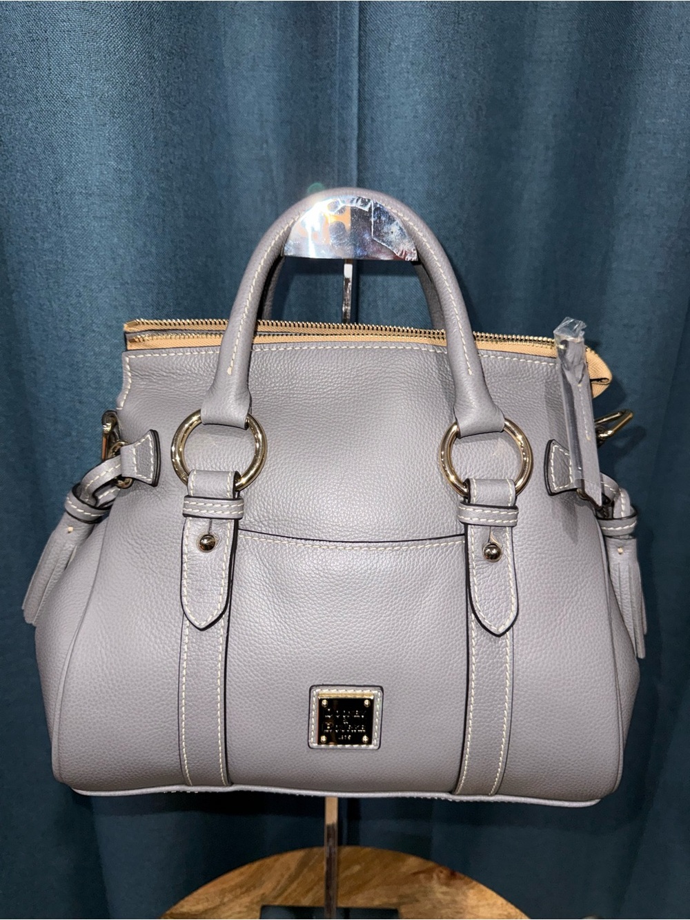Dooney & Bourke NWT Slate Gray Satchel 30 with pocket
